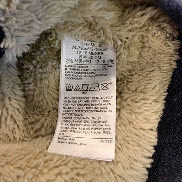 Gap logo cozy hooded jacket, Sherpa lined, 12-18 months - Picture 6 of 7